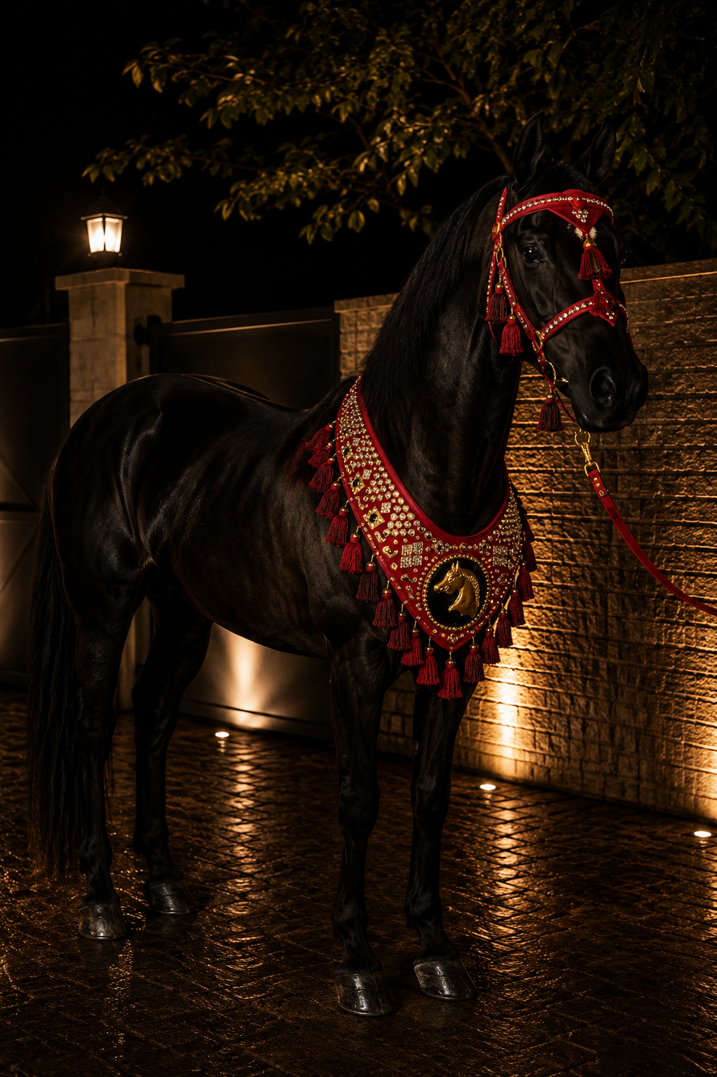 طقم خيل فاخر (صدرية + رأسية) – تصميم ملكي عربي