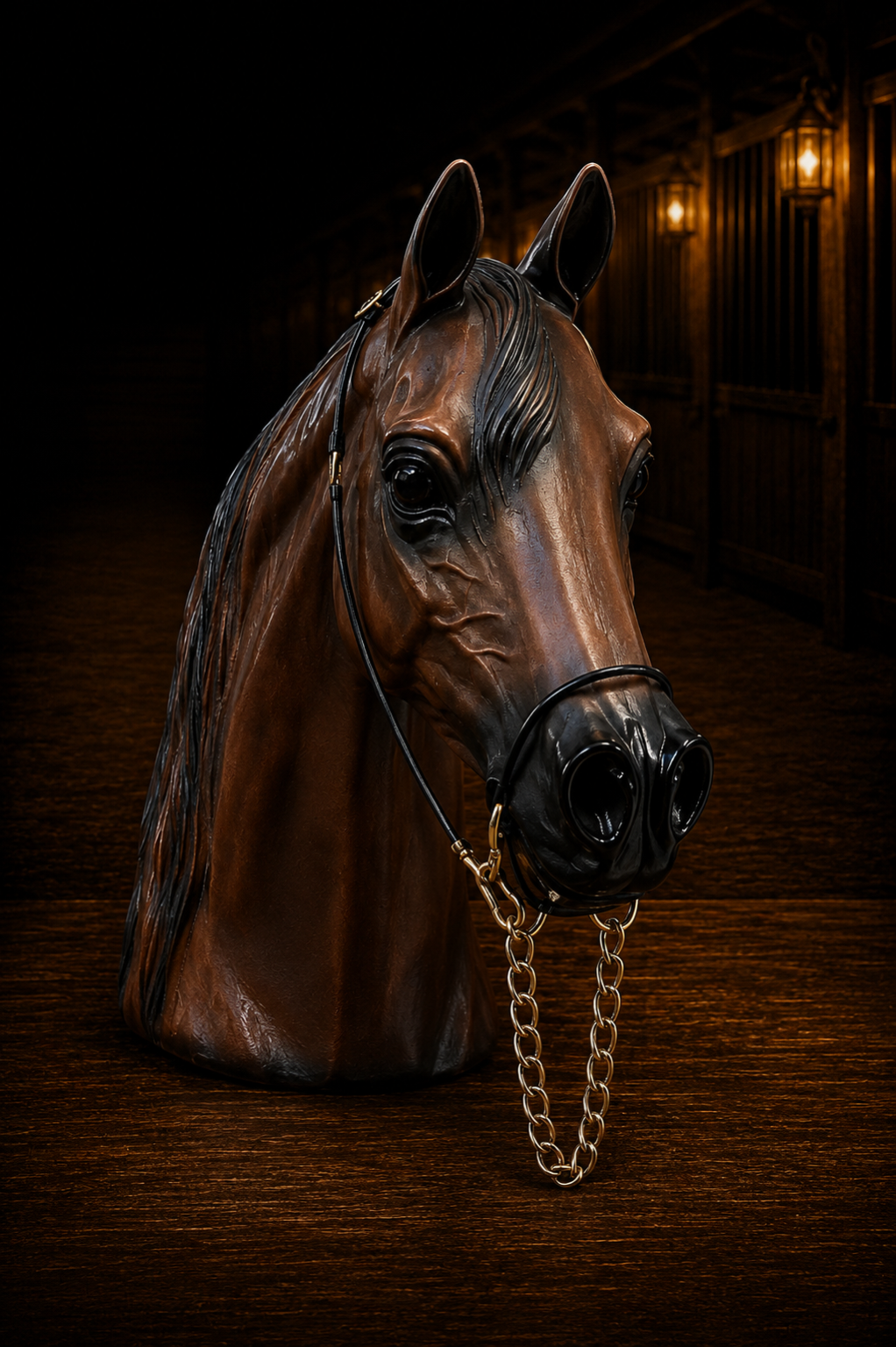 رشمة جمال للخيل بتصميم رأس خيل – أسود وذهبي