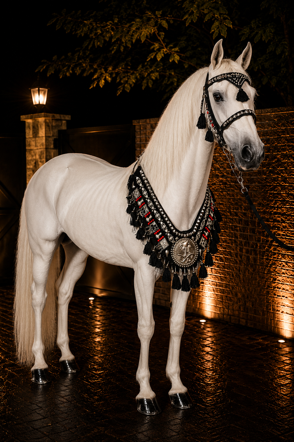 طقم خيل فاخر (صدرية + رأسية) – تصميم ملكي عربي