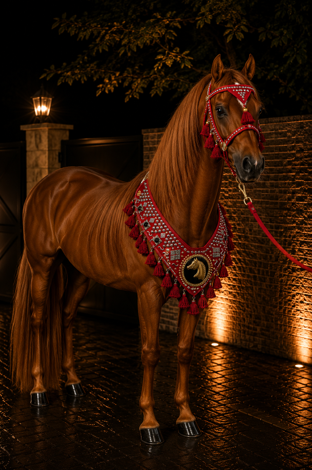 طقم خيل فاخر (صدرية + رأسية) – تصميم ملكي عربي