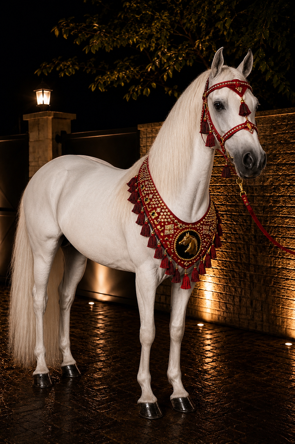 طقم خيل فاخر (صدرية + رأسية) – تصميم ملكي عربي