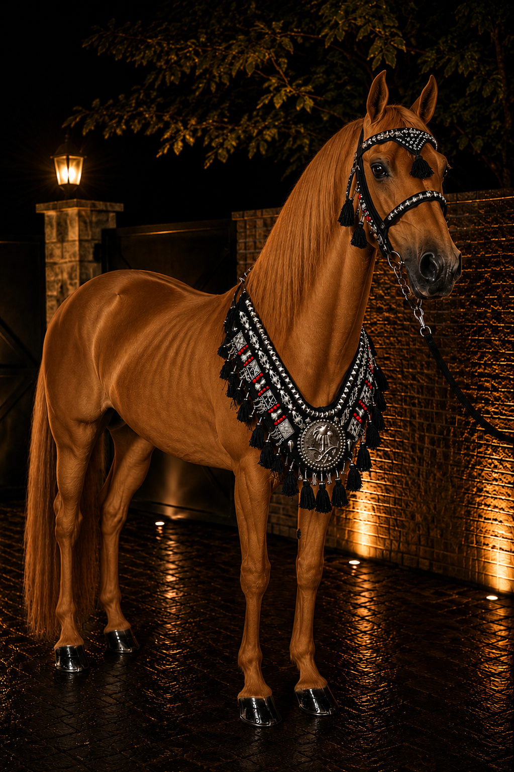 طقم خيل فاخر (صدرية + رأسية) – تصميم ملكي عربي